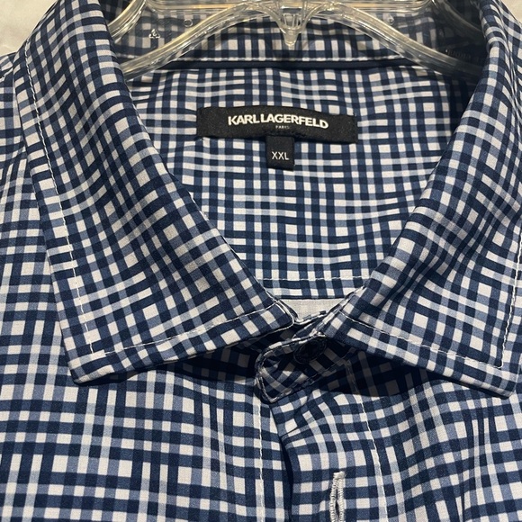 Karl Lagerfeld Navy and White Patterned Shirt Size XXL - Picture 3 of 8